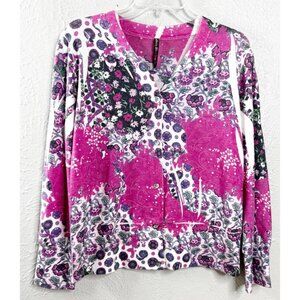 Mushka by Sienna Rose Large Super Soft Floral Cardigan Button USA Poly Blend EUC